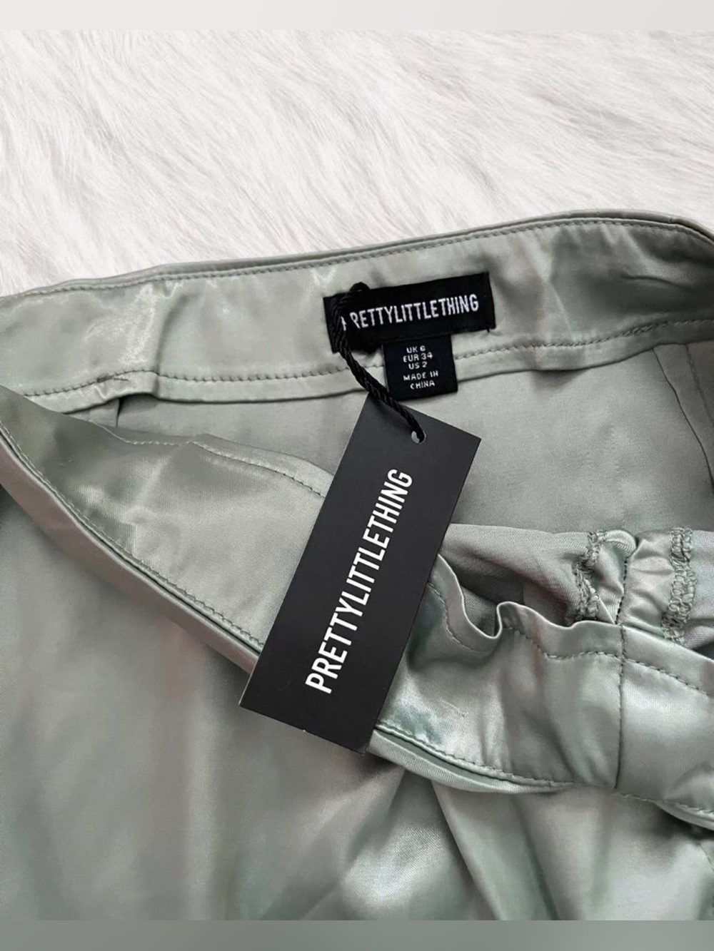 PLT Sage Green Satin Mini Skirt - Picture 4 of 5